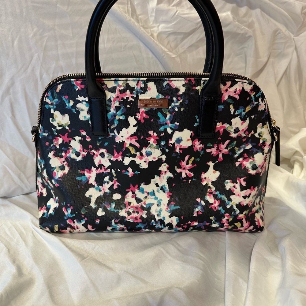 Kate Spade Black Floral Brightwater Dr Rachelle Satchel